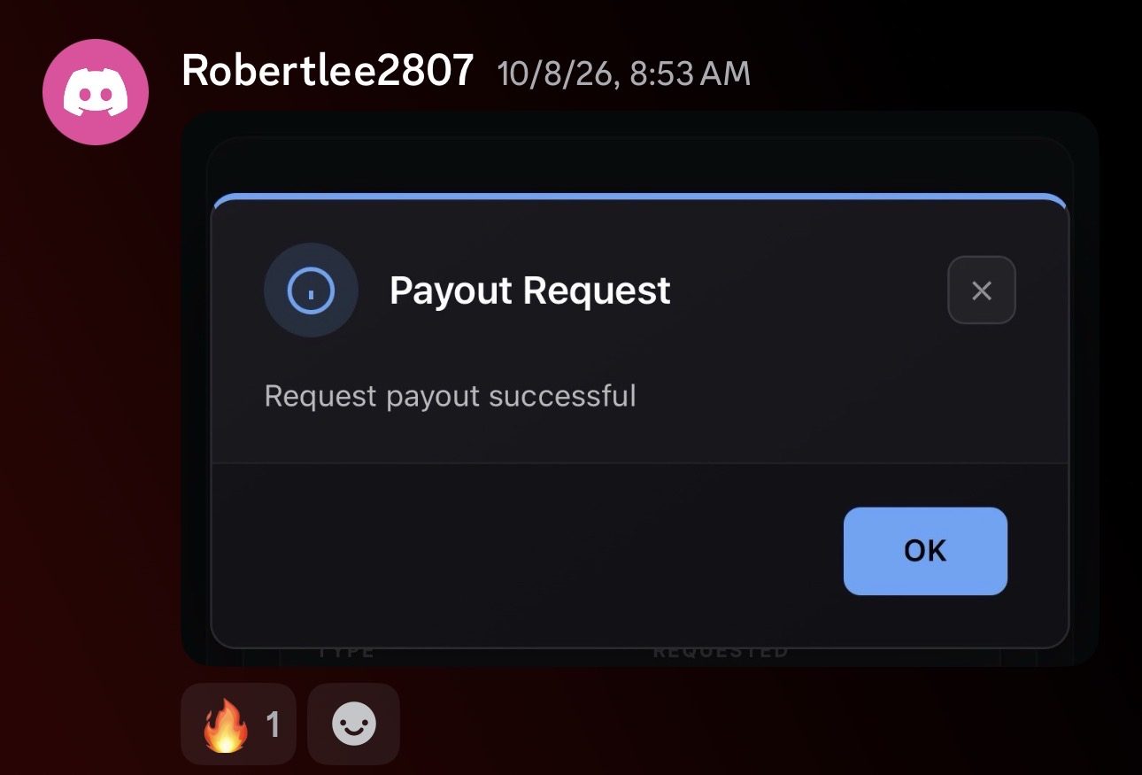Captura de Discord: solicitud de payout de Robertlee2807
