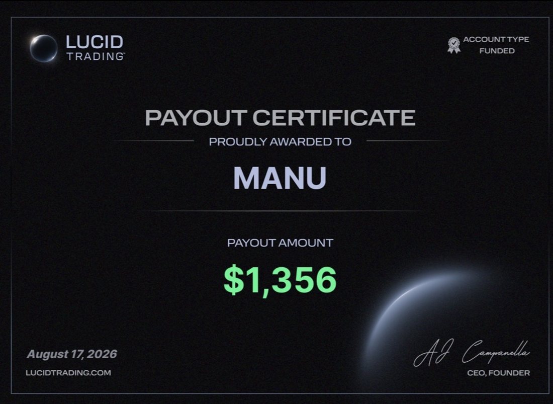 Certificado de payout de $1,356, 17 ago 2026