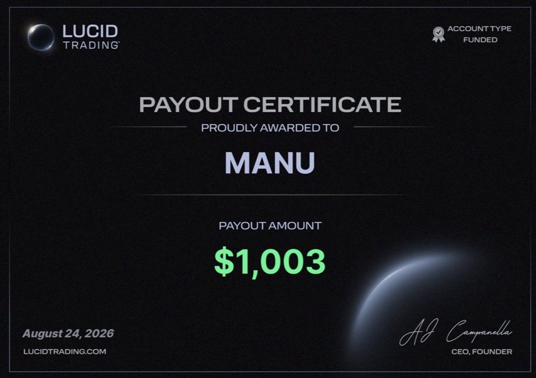 Certificado de payout de $1,003, 24 ago 2026