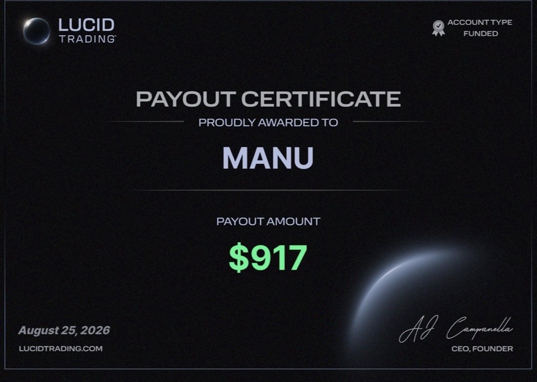 Certificado de payout de $917, 25 ago 2026