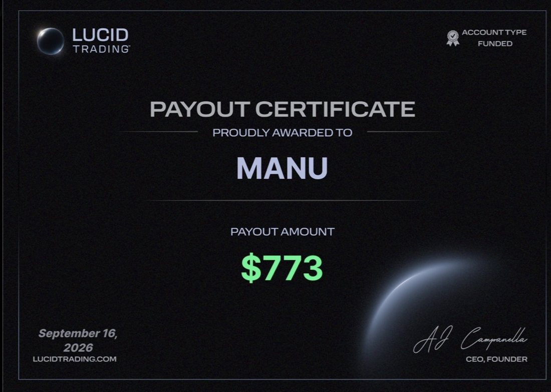 Certificado de payout de $773, 16 sep 2026